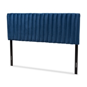 Baxton Studio Emile Modern and Contemporary Navy Blue Velvet Fabric Upholstered and Dark Brown Finished Wood Full Size Headboard Baxton Studio restaurant furniture, hotel furniture, commercial furniture, wholesale full headboard, wholesale full headboard, classic full headboard